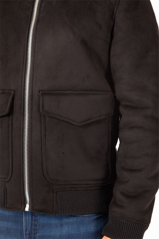 Bleecker Faux Suede Borg Collar Jacket Jackets Hardcore Mens 